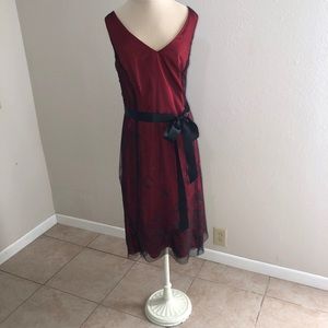 Cocktail dress with black lace overlay